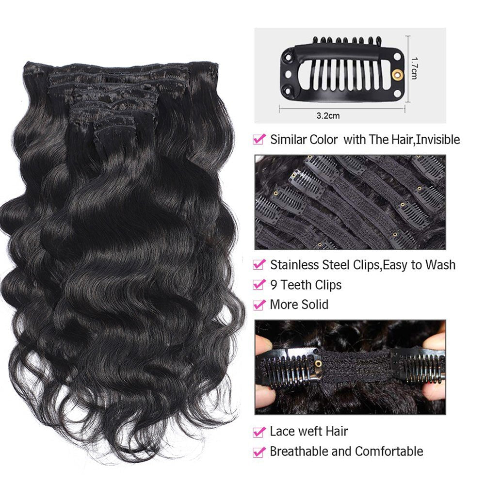 Body Wave Clip - In Hair Extensions – Voluminous Look - HalleBeauty