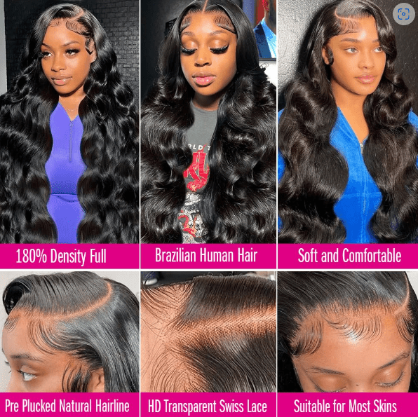 Body Wave Lace Front Wig - 13x4 & 13x6 Brazilian Human Hair (Pre - Plucked) - HalleBeauty