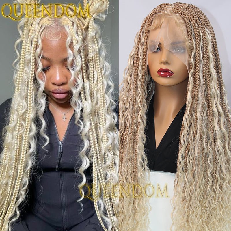 Bohemian Box Braid Wig 32" – Full Lace Braided Style - HalleBeauty