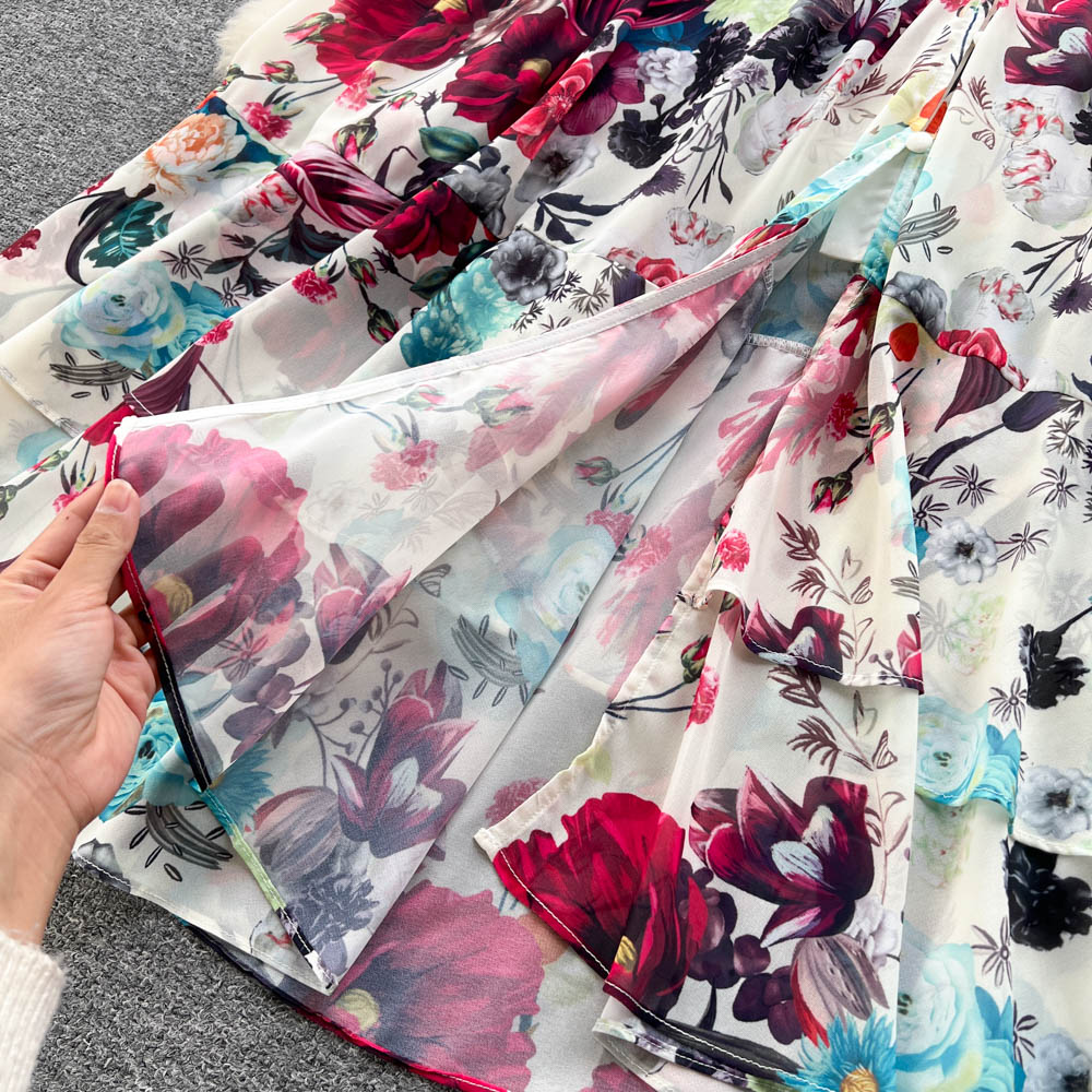 Bohemian Floral Dress - V - Neck Maxi with Embroidery - HalleBeauty