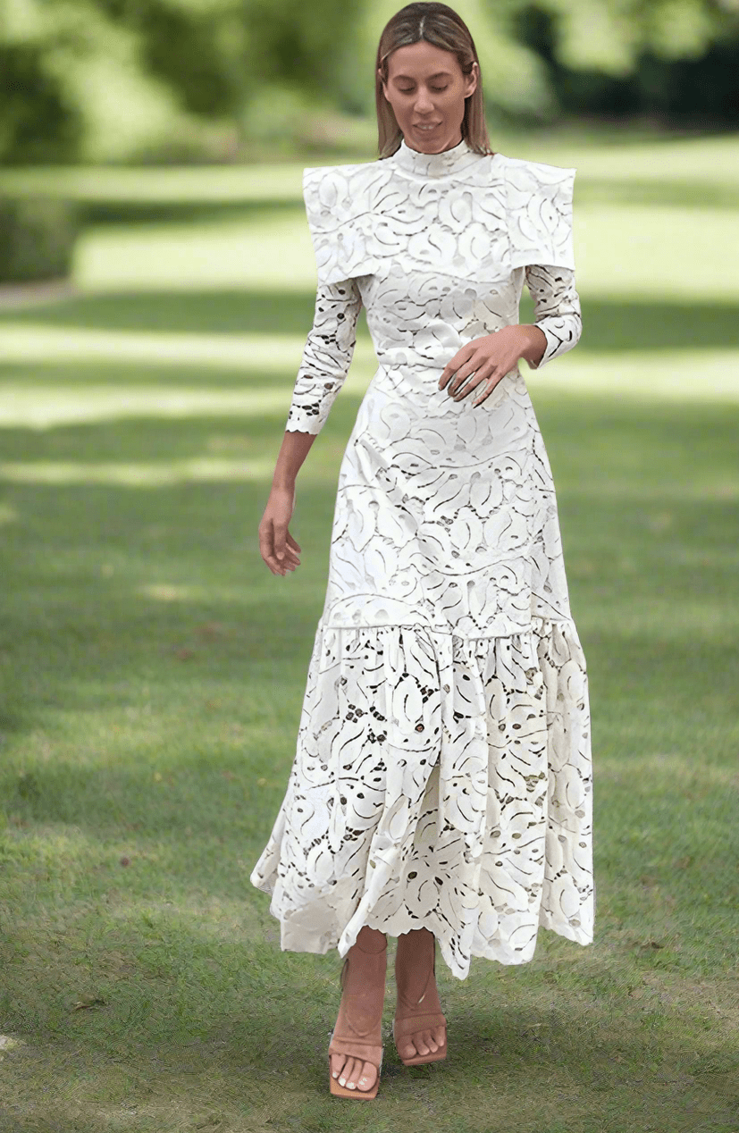 Bohemian Vintage Dress - Stand Collar Patchwork Maxi - HalleBeauty