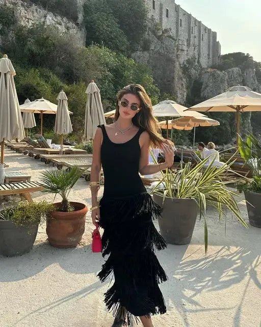 Boho Tassel Knit Camisole Dress - Hallebeauty - HalleBeauty