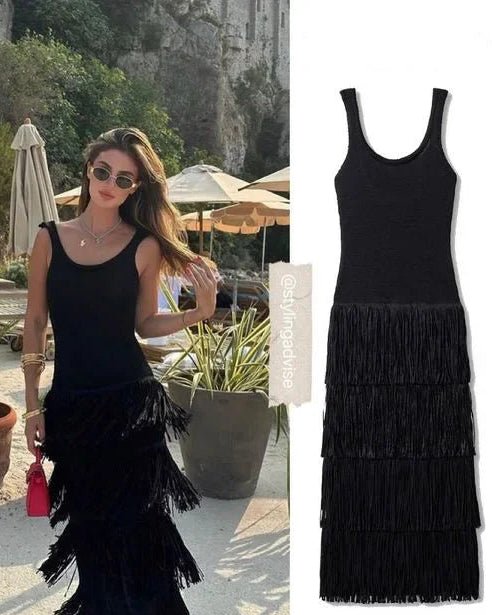 Boho Tassel Knit Camisole Dress - Hallebeauty - HalleBeauty