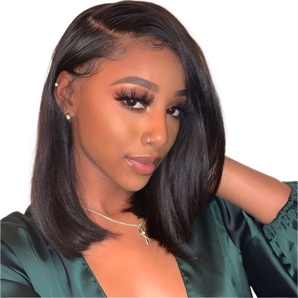 Brazilian Straight Human Hair Wig - Short Bob Lace Front Wig - HalleBeauty