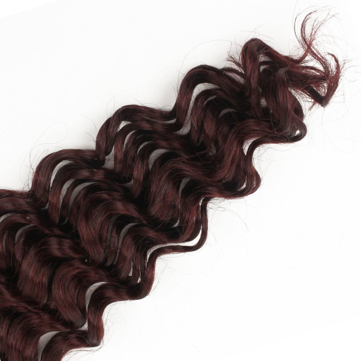 Burgundy Deep Wave Bulk Human Hair Extensions - HalleBeauty