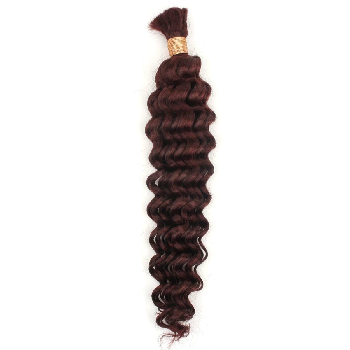 Burgundy Deep Wave Bulk Human Hair Extensions - HalleBeauty