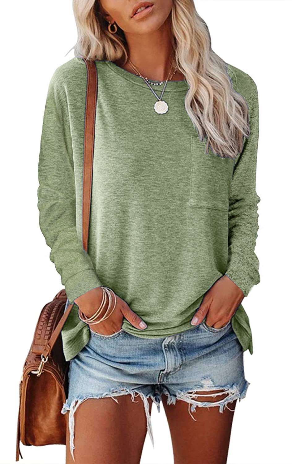 Pocket Split Long-Sleeved Casual T-shirt | Stylish & Comfortable Basic