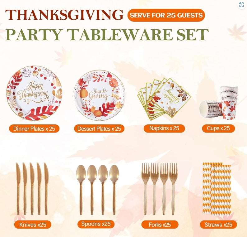 Thanksgiving Plates & Napkins – Party Tableware Set