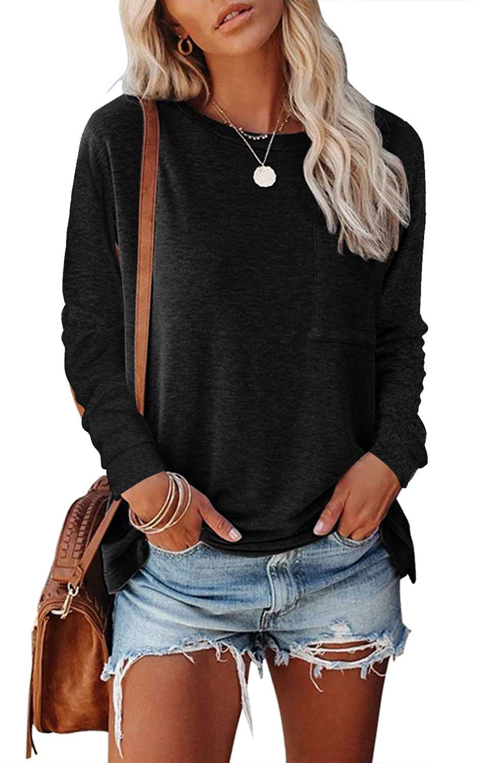 Pocket Split Long-Sleeved Casual T-shirt | Stylish & Comfortable Basic