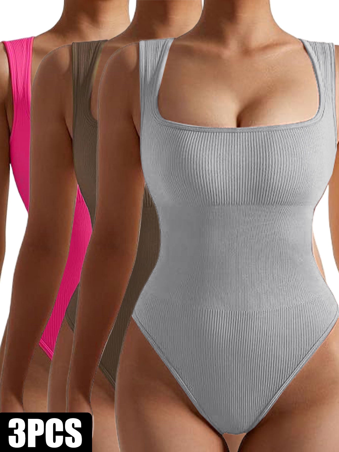 3-Pack Seamless Ribbed Jumpsuit | Bodycon Yoga Rompers