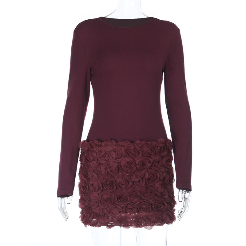 3D Floral Bodycon Mini Dress | Hallebeauty