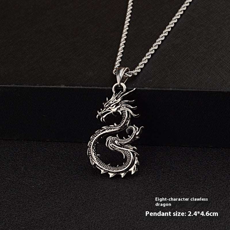 Dragon Sword Pendant Necklace - Black Fashion Jewelry for Men