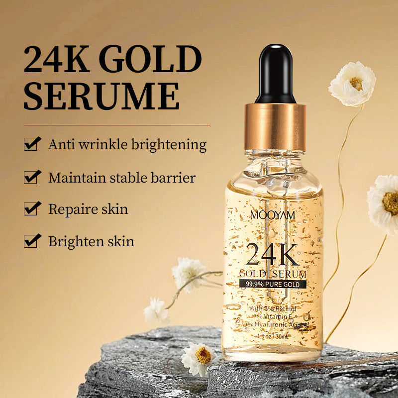 24K Gold Foil Face Serum: Vitamin E & Retinol Anti-Wrinkle Lifting Formula - HalleBeauty