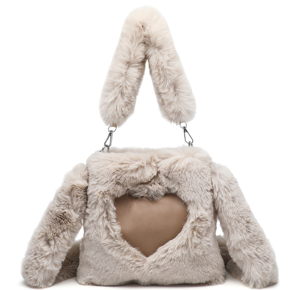 Women's Fluffy Shoulder Bag - Plush Top-Handle Tote for Autumn & Winter