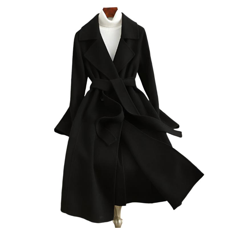 Cashmere Coat Slim Fit Thin Over The Knee Woolen Coat - HalleBeauty