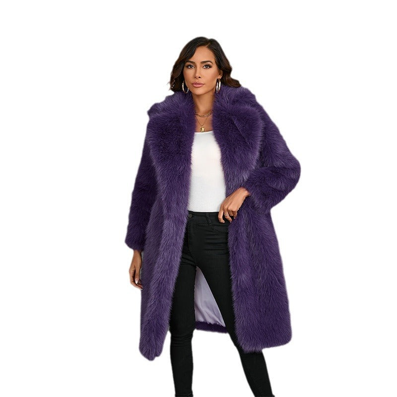 Mid-Length Plush Fur Coat