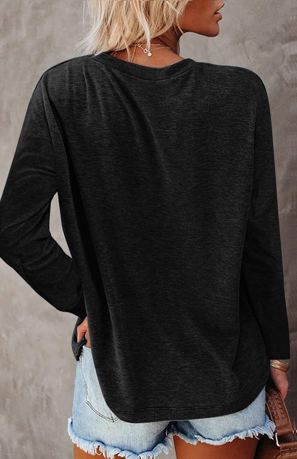 Pocket Split Long-Sleeved Casual T-shirt | Stylish & Comfortable Basic