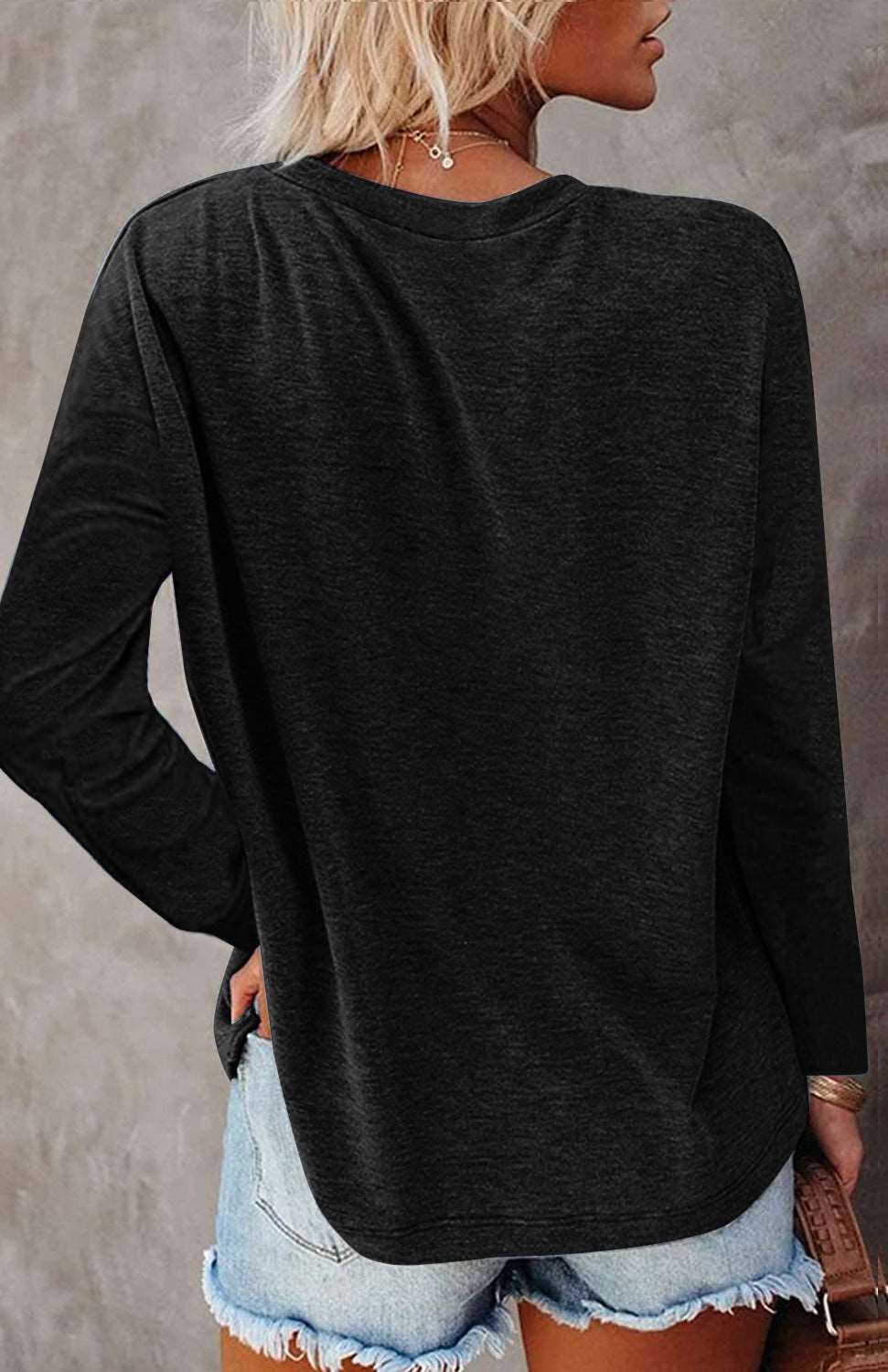 Pocket Split Long-Sleeved Casual T-shirt | Stylish & Comfortable Basic