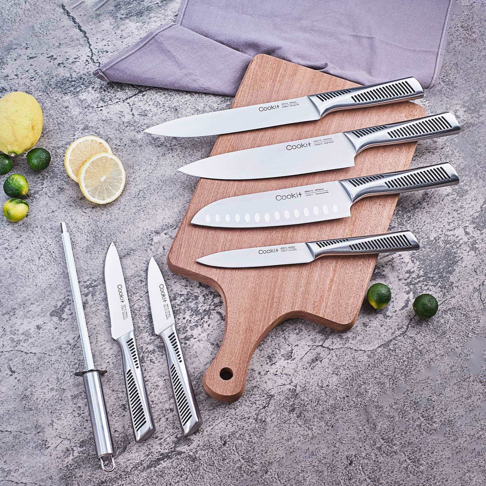 5-Piece Kitchen Knife Set - German Steel Blades & Scissors