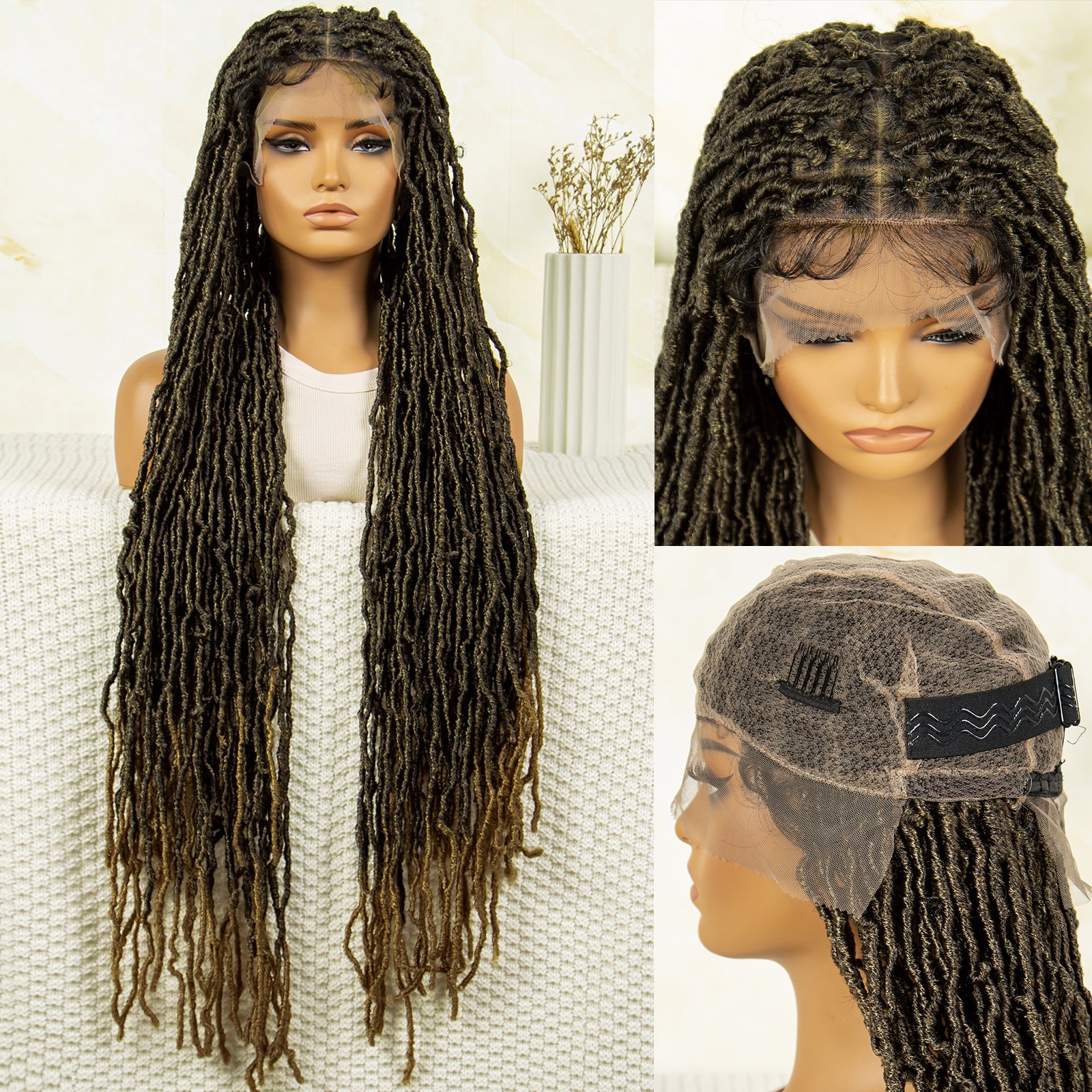 Long Ombre Braided Wig Human Hair