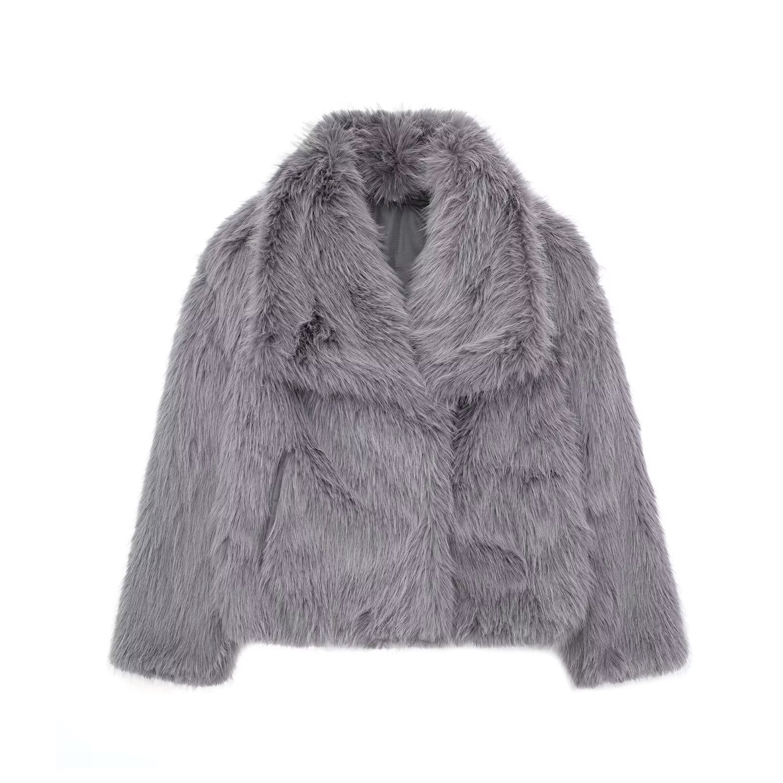 Winter Plush Coat | Thick Lapel Long Sleeve Outwear