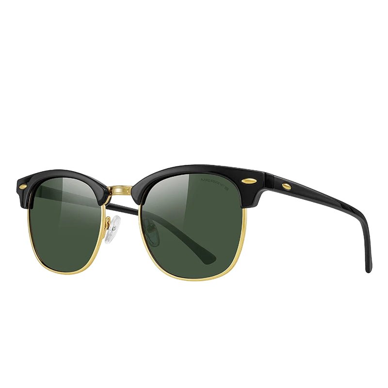 Classic Retro Rivet Polarized Sunglasses – Semi - Rimless UV400 Driving Shades for Men & Women (S8816) - HalleBeauty