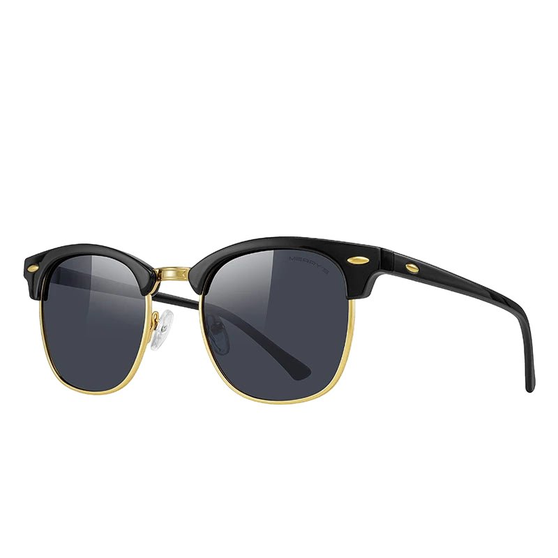 Classic Retro Rivet Polarized Sunglasses – Semi - Rimless UV400 Driving Shades for Men & Women (S8816) - HalleBeauty