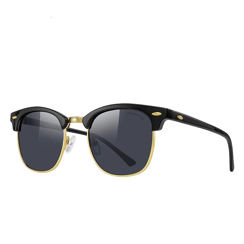 Classic Retro Rivet Polarized Sunglasses – Semi - Rimless UV400 Driving Shades for Men & Women (S8816) - HalleBeauty