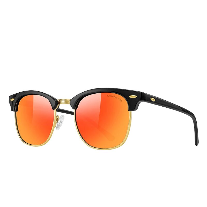 Classic Retro Rivet Polarized Sunglasses – Semi - Rimless UV400 Driving Shades for Men & Women (S8816) - HalleBeauty