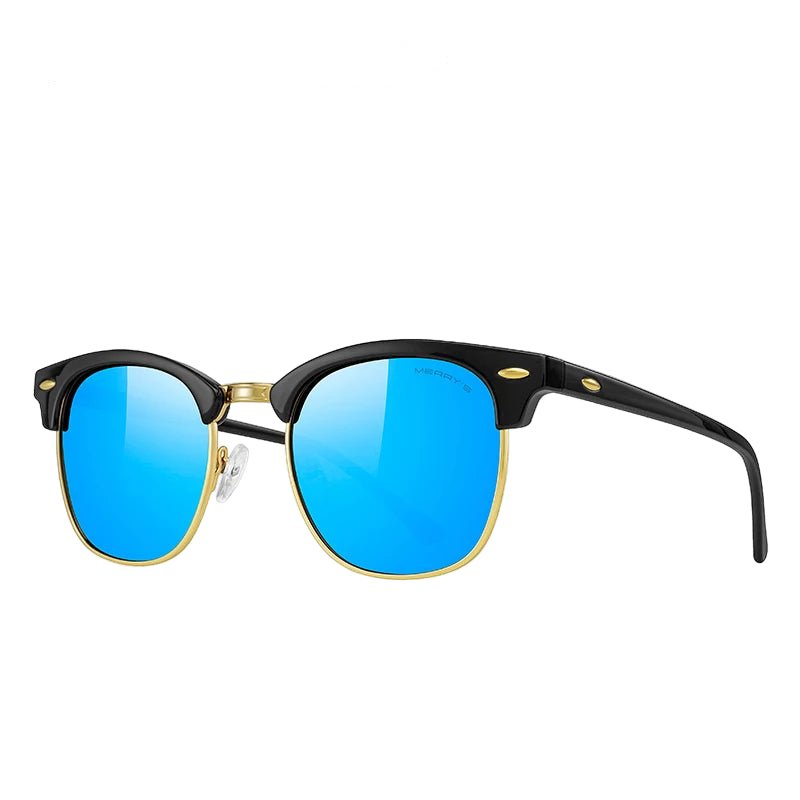 Classic Retro Rivet Polarized Sunglasses – Semi - Rimless UV400 Driving Shades for Men & Women (S8816) - HalleBeauty