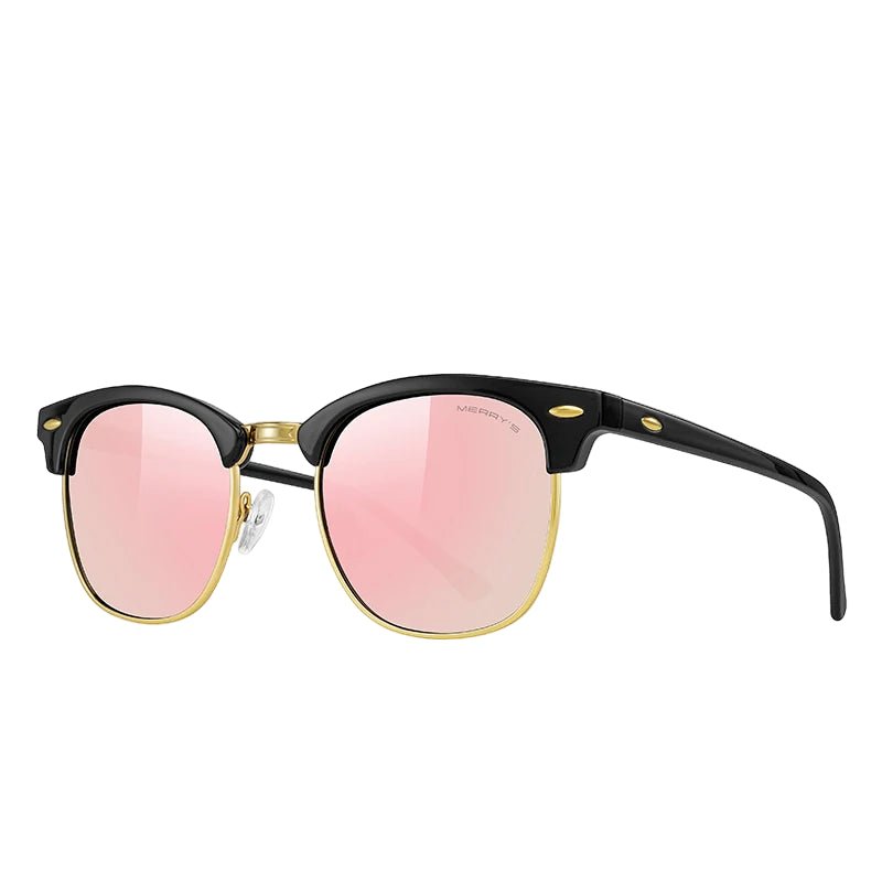 Classic Retro Rivet Polarized Sunglasses – Semi - Rimless UV400 Driving Shades for Men & Women (S8816) - HalleBeauty