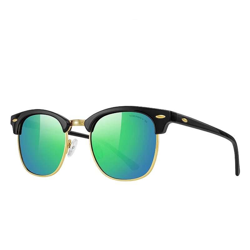 Classic Retro Rivet Polarized Sunglasses – Semi - Rimless UV400 Driving Shades for Men & Women (S8816) - HalleBeauty