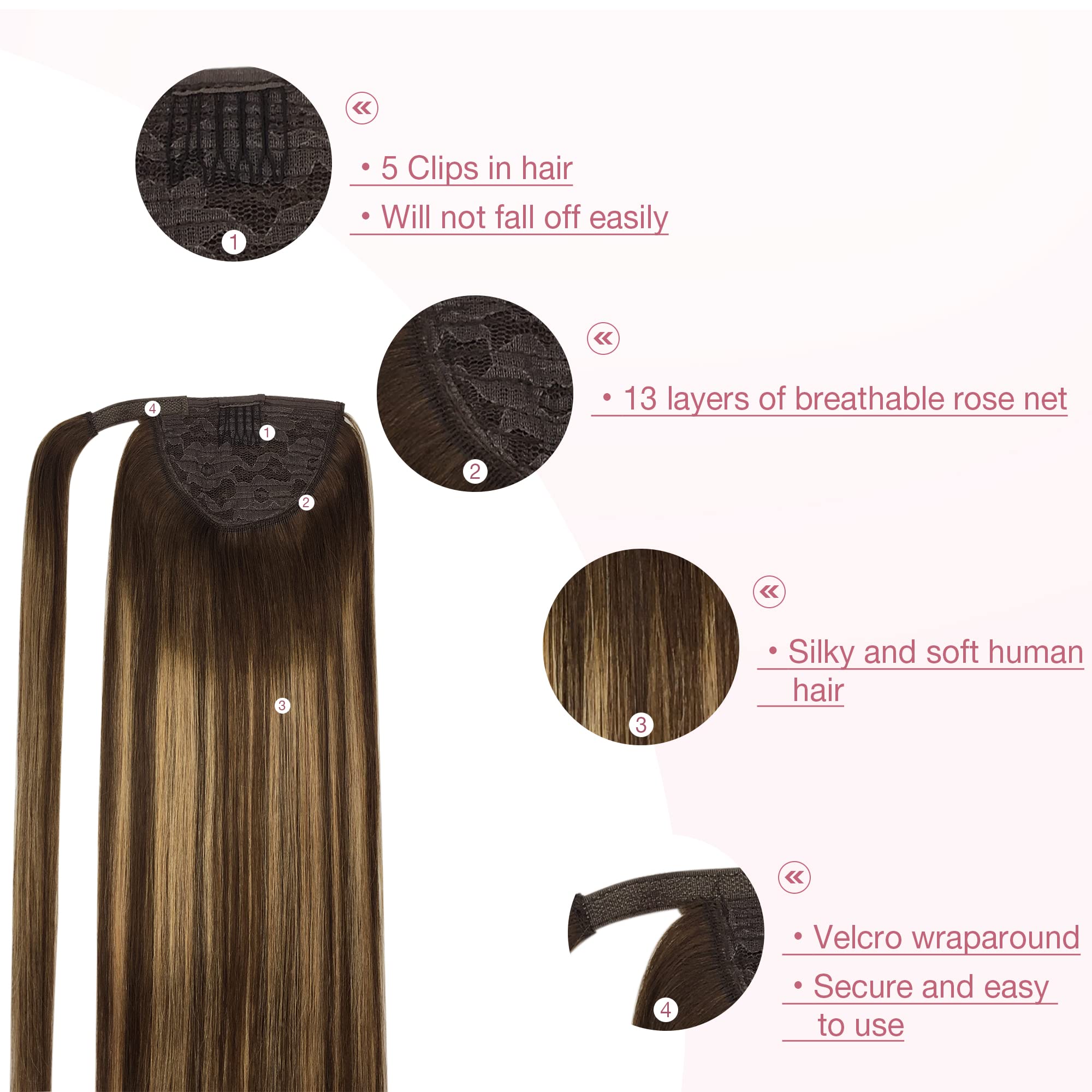 Clip - In Ponytail Extensions - 100% Remy Human Hair - HalleBeauty