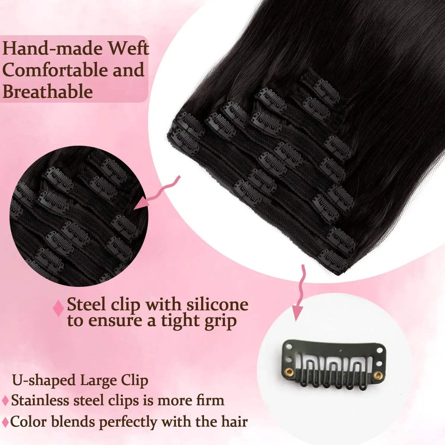 Clip - In Straight Hair – Brazilian Remy 22 - HalleBeauty