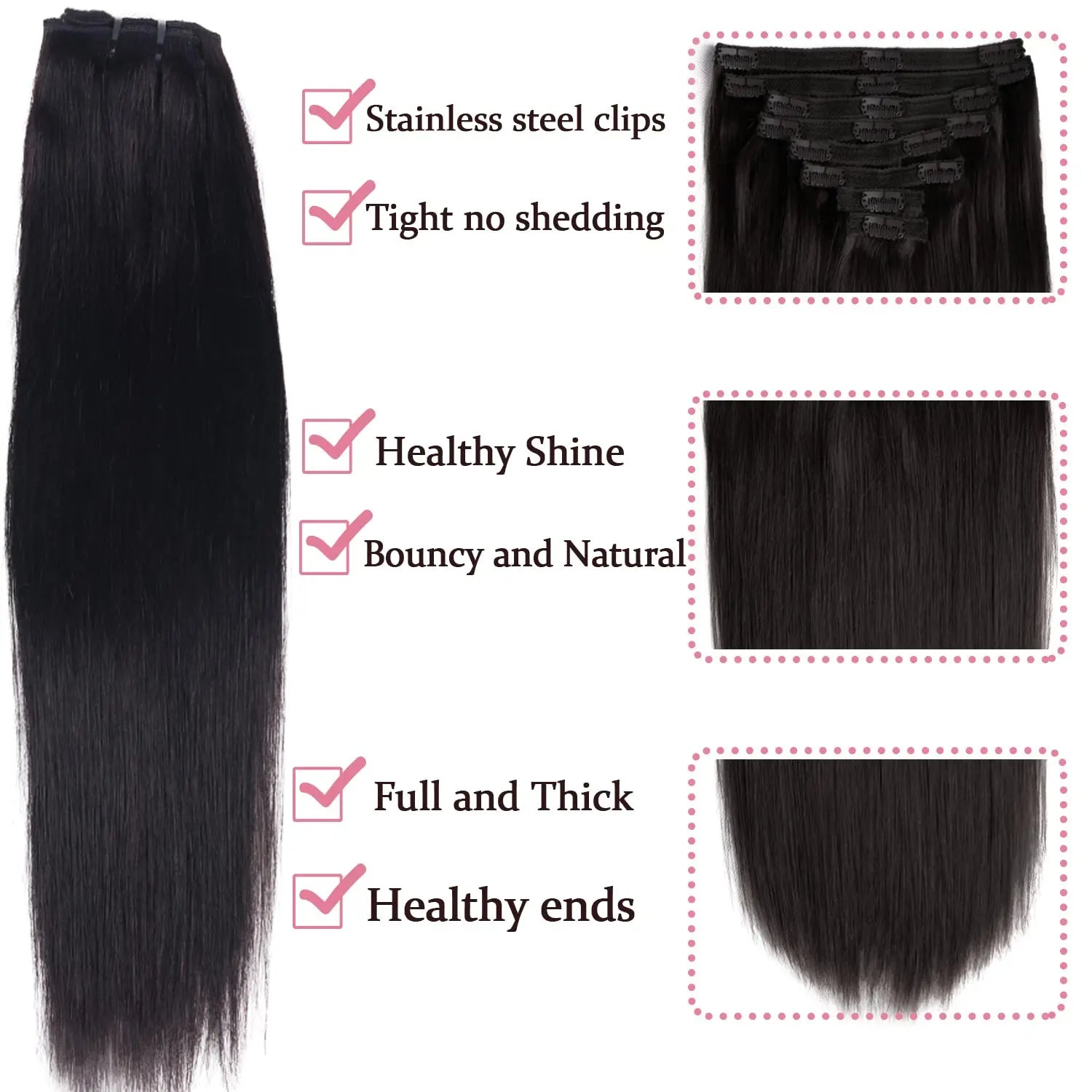 Clip - In Straight Hair – Brazilian Remy 22 - HalleBeauty