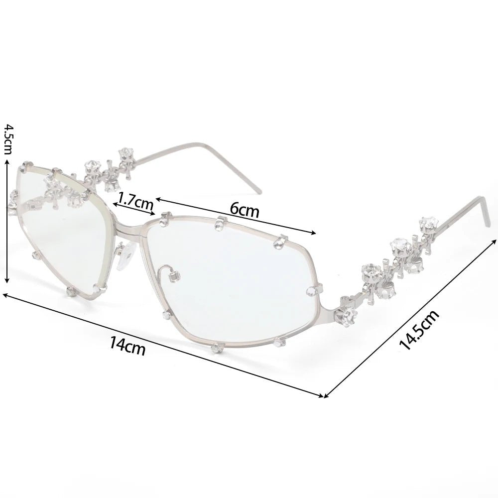 Crystal - Embellished Oversized Cat Eye Glasses – Vintage Bling Shades - HalleBeauty