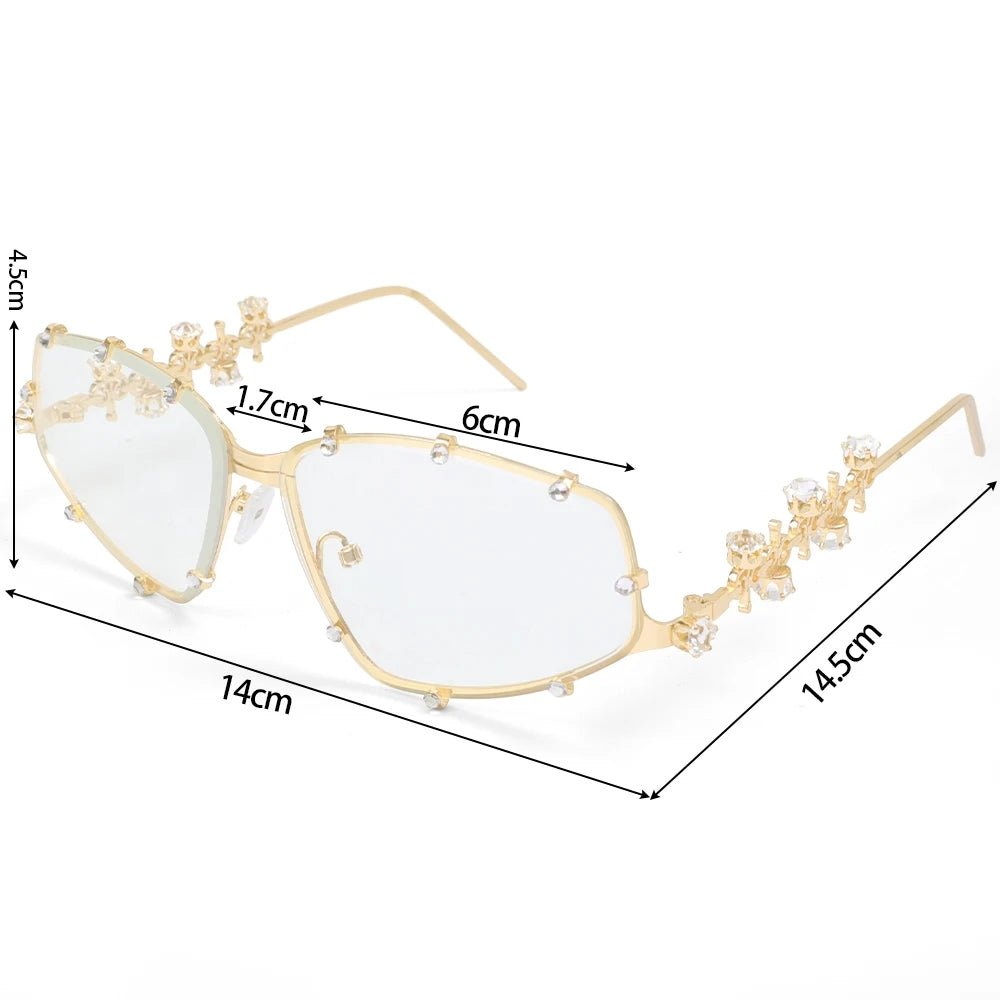 Crystal - Embellished Oversized Cat Eye Glasses – Vintage Bling Shades - HalleBeauty
