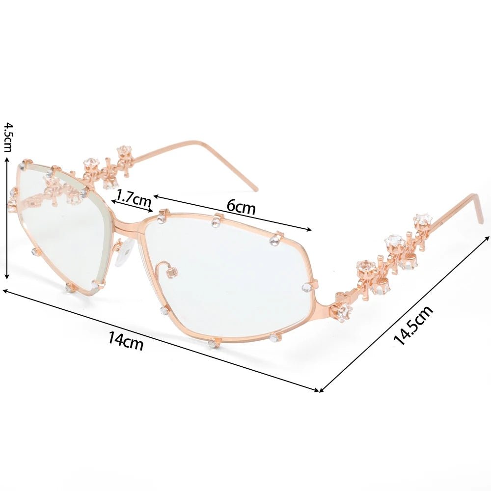 Crystal - Embellished Oversized Cat Eye Glasses – Vintage Bling Shades - HalleBeauty
