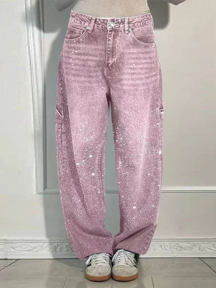 Crystal - Embellished Wide Leg Jeans – 90s Revival Denim - HalleBeauty