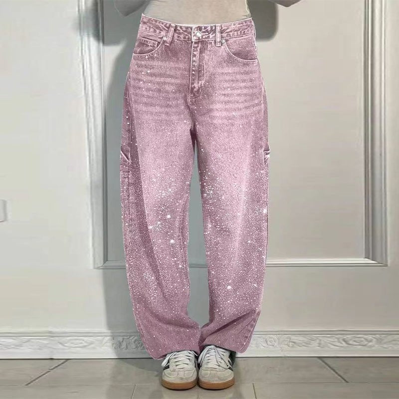 Crystal - Embellished Wide Leg Jeans – 90s Revival Denim - HalleBeauty