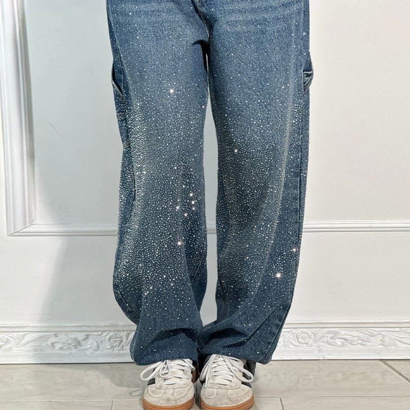Crystal - Embellished Wide Leg Jeans – 90s Revival Denim - HalleBeauty