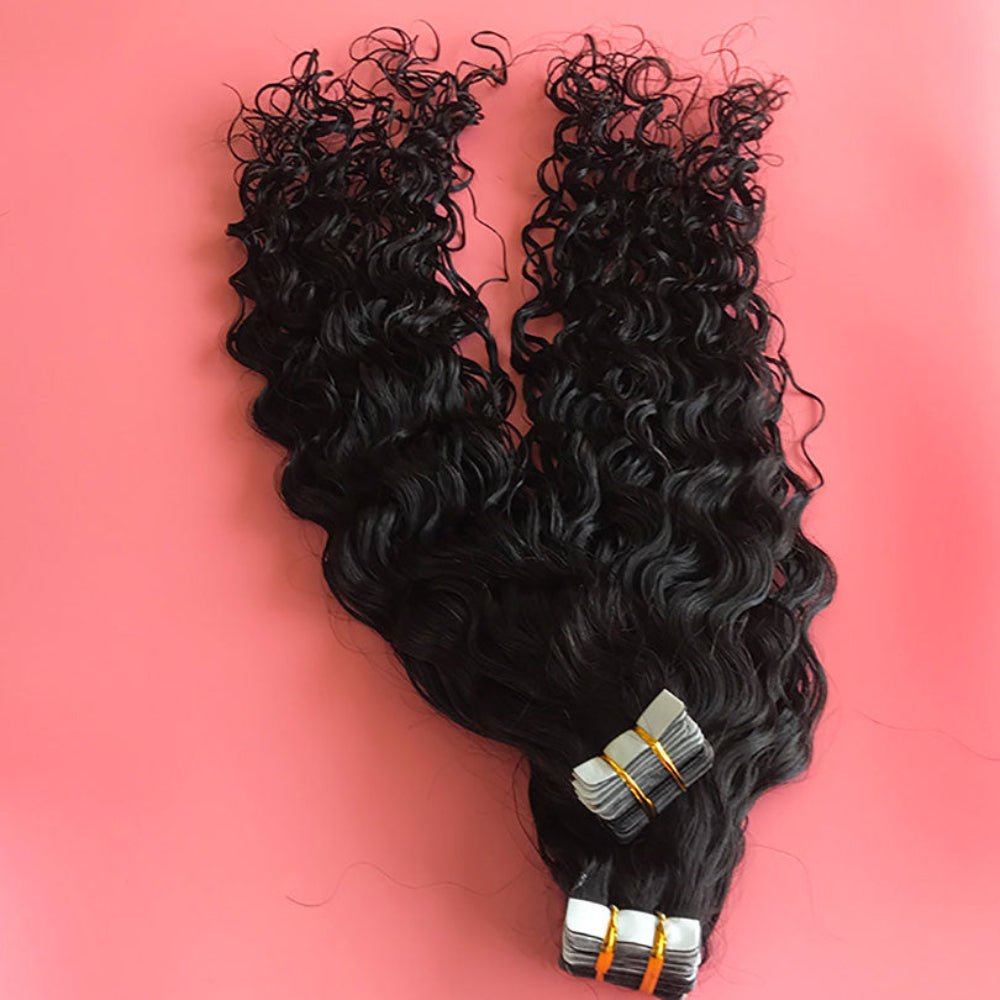 Curly Tape - In Hair Extensions – Seamless Blend - HalleBeauty