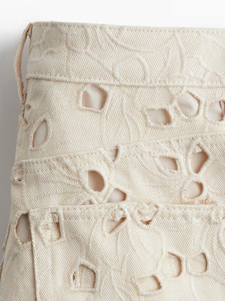 Cut - Out Wide Leg Jeans – Distressed Statement Denim - HalleBeauty