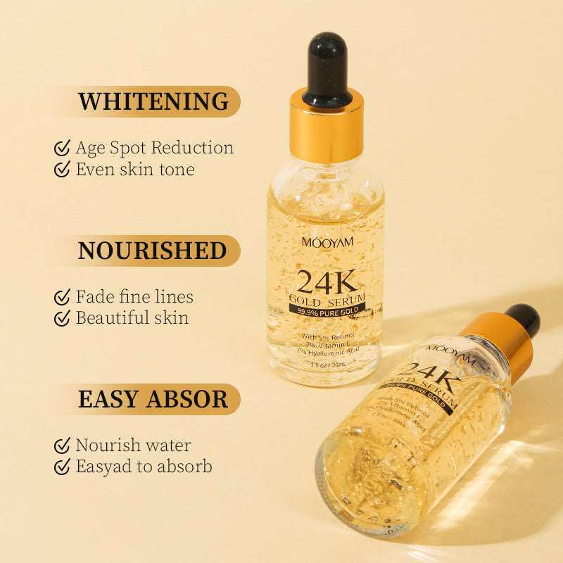 24K Gold Foil Face Serum: Vitamin E & Retinol Anti-Wrinkle Lifting Formula - HalleBeauty