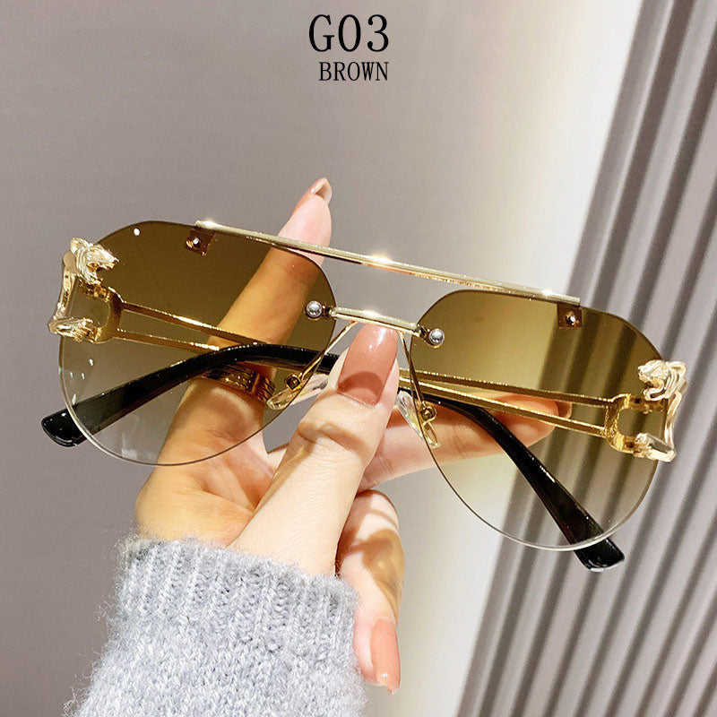 Luxury Rimless Sunglasses – Unisex Vintage