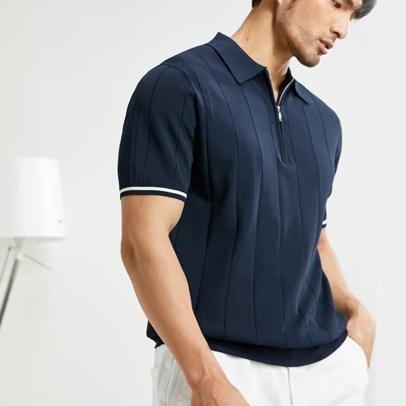 ZipPolo - Sleek Short-Sleeved Zipper Polo Shirt