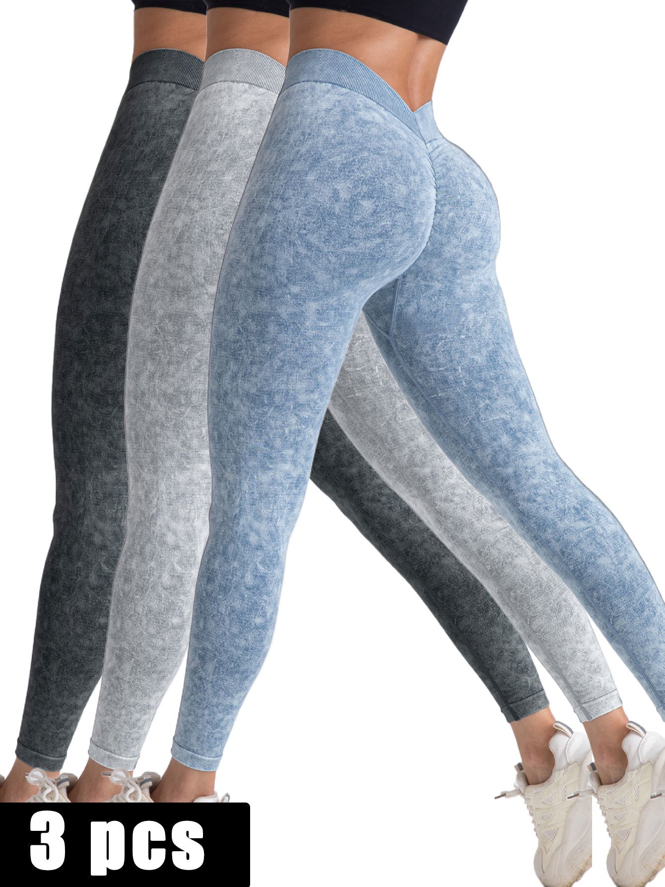 3-Pack Scrunch Butt V-Back Leggings | High Waist Yoga Pants