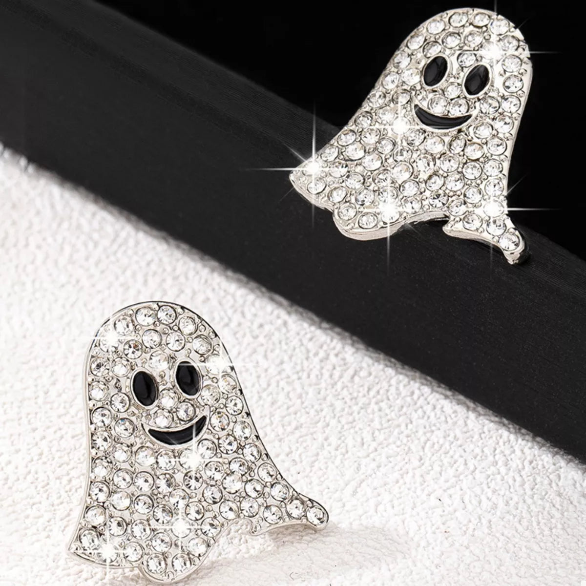 Rhinestone Halloween Ghost Earrings | Hallebeauty