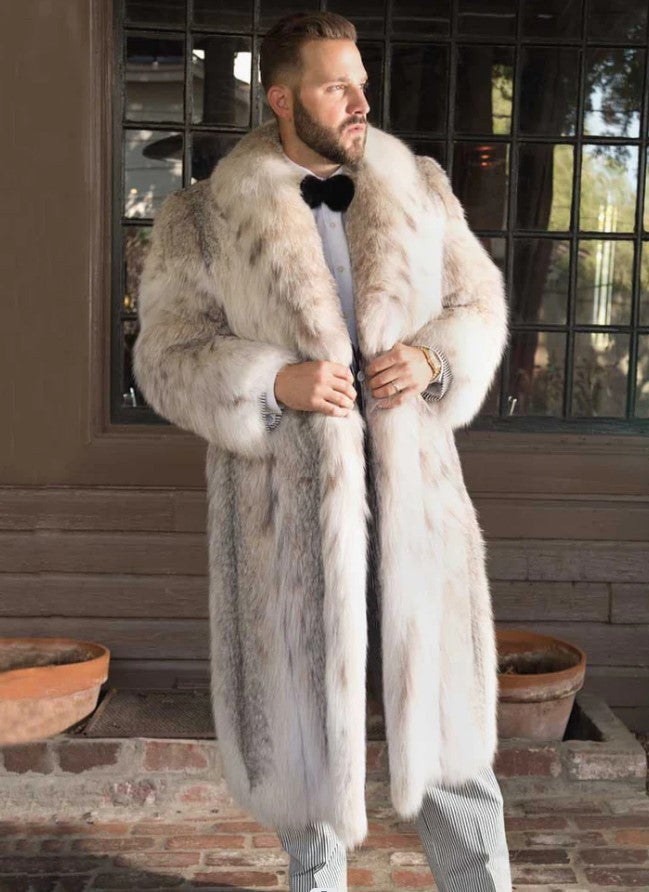 Men’s Mid-Length Fur Coat - Stylish & Warm Winter Outerwear