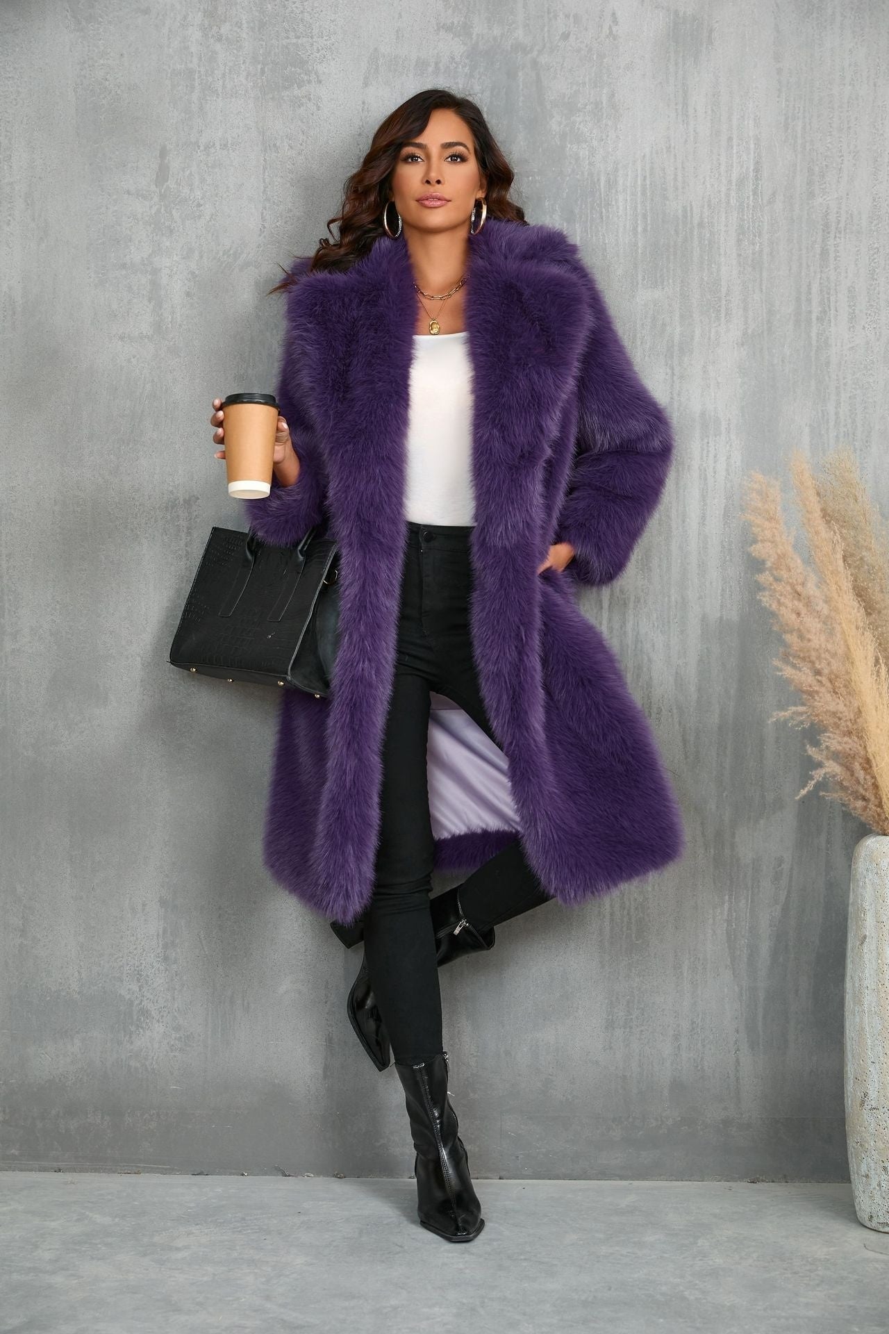 Thickened Plush Fur Coat | Mid-Length Suit Collar Style